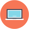 Icon of an open laptop represents webinars