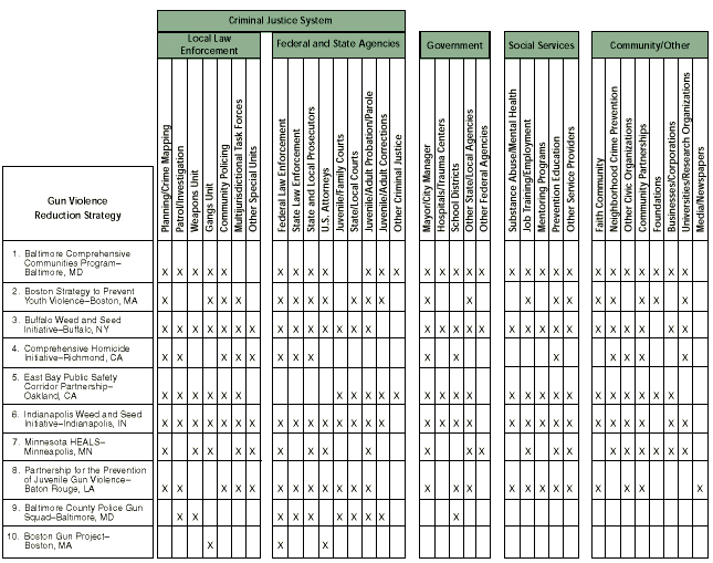 Matrix of Key Participating Agencies and Organizations