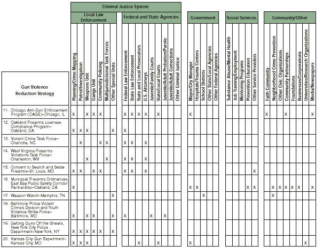 Matrix of Key Participating Agencies and Organizations