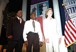 Vincent Thomas, Parry Elliot, and First Lady Laura Bush at the opening ceremonies for the Big Brothers Big Sisters national conference.