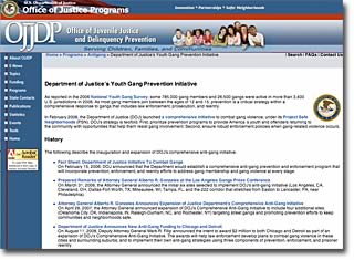 Youth Gang Prevention Initiative web page