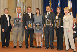 2009 Attorney General's Special Commendation Award: (l. to r.) Deputy Attorney General Ogden; Assistant U.S. Attorney Brent Tantillo, DOJ, Project Safe Childhood; Special Agent Michael Leverock, FBI; Special Agent Alexis Carpinteri, FBI; Special Agent Mike Bentolila, Immigration and Customs Enforcement; Detective Jennifer Montgomery, Broward County (FL) Sheriff's Office; Acting Assistant Attorney General Robinson.