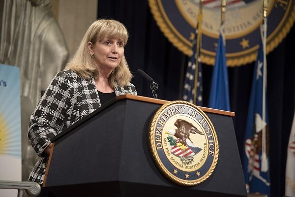 OJJDP Administrator Harp providing welcoming remarks at the 2019 National Missing Children's Day ceremony