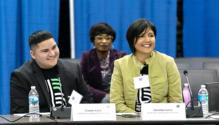Big Brothers Big Sisters mentee Frankie Luzio and mentor Christina Garza of the FBI’s Houston, TX, Field Office enjoy a light-hearted moment during a panel discussion on the benefits of mentoring.